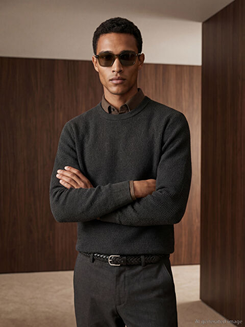 LCW Vision Bisiklet Yaka Petek Dokulu Erkek Triko Kazak - S65480Z8-HGG