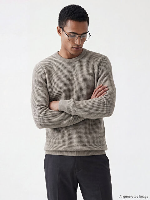 LCW Vision Petek Dokulu Bisiklet Yaka Erkek Triko Kazak - S65480Z8-E6F