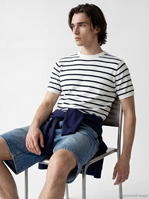 XSIDE Bisiklet Yaka Çizgili Erkek Triko Kazak - S65486Z8-EEW