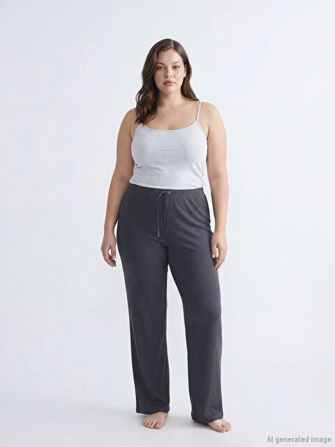 LCW DREAM Women's Ribbed Pajama Bottoms with an Elasticated Waist - S65528Z8-HGV
