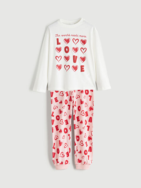 LCW Kids Bisiklet Yaka Kız Çocuk Pijama Takımı - S65553Z4-FDU