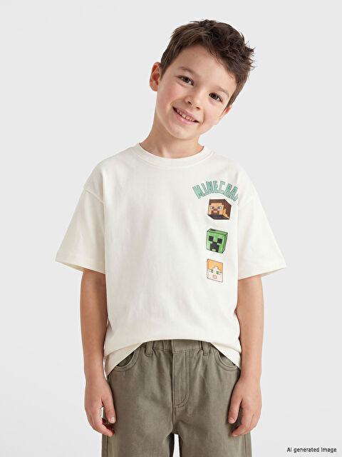 LCW Kids Minecraft Baskılı Erkek Çocuk Tişört