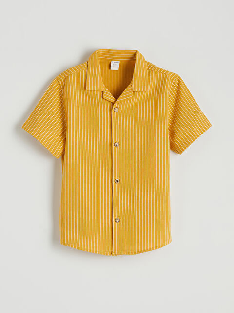 LCW Kids Resort Yaka  Çizgili Kısa Kollu Erkek Çocuk Gömlek - S65644Z1-LKA