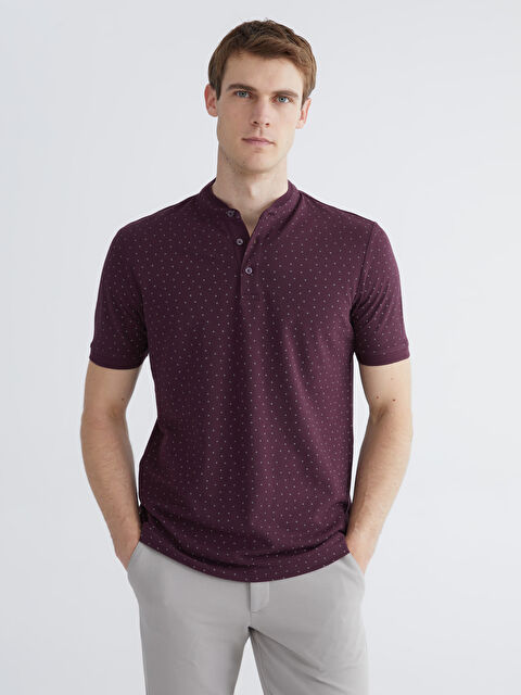 LCWAIKIKI Classic Großvaterkragen Gemustertes Piqué T-Shirt für Herren - S65664Z8-YHP