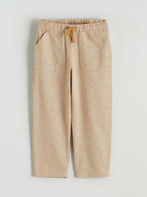 LCW Kids Beli Lastikli Keten Görünümlü Erkek Çocuk Pantolon - S65690Z1-LEV