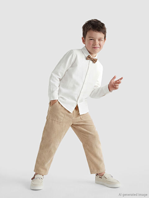 LCW Kids Beli Lastikli Keten Görünümlü Erkek Çocuk Pantolon - S65690Z1-LEV