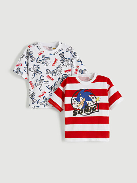 LCW Kids Majice za dečake Sonic Print, pakovanje od 2 komada - S65700Z1-LTP