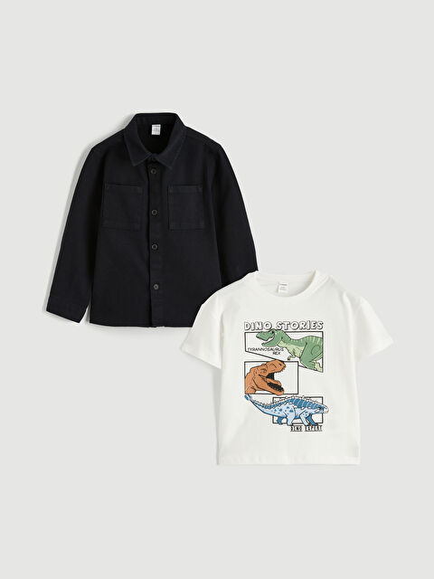 LCW Kids Erkek Çocuk Gabardin Gömlek ve Tişört - S65702Z1-HPT