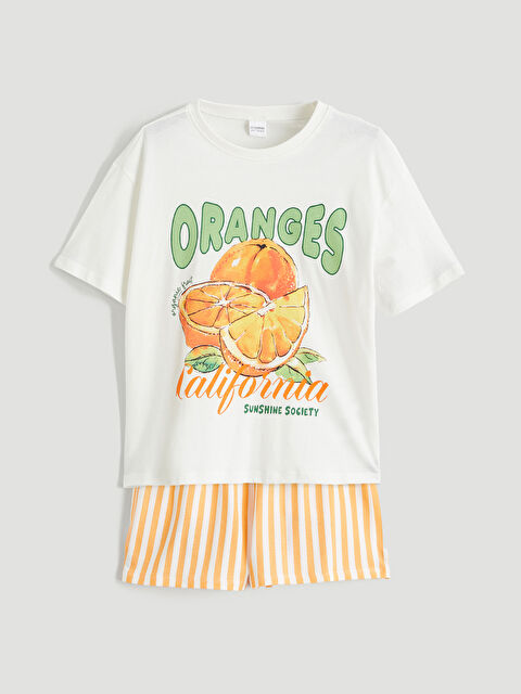 LCW Kids Girl ECRU Pyjama Set - S65712Z4-FDU