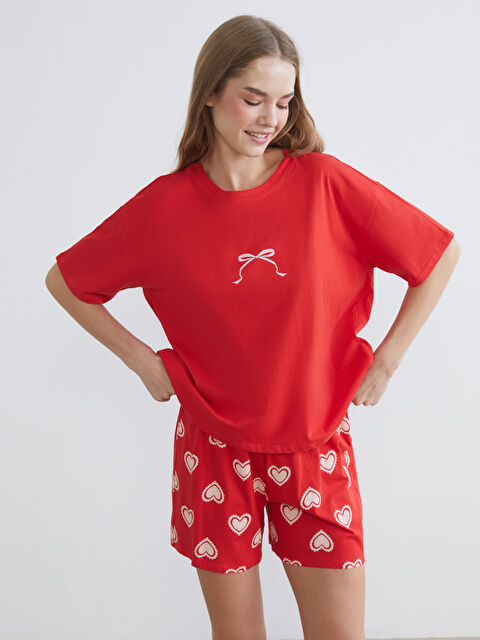 LCW Young طقم بيجاما أحمر امرأة - S65713Z8-LTP