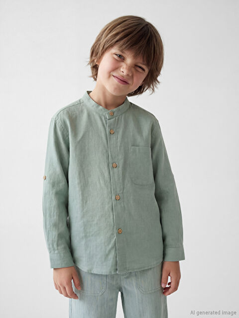 LCW Kids Hakim Yaka Uzun Kollu Erkek Çocuk Gömlek - S65725Z1-GBN