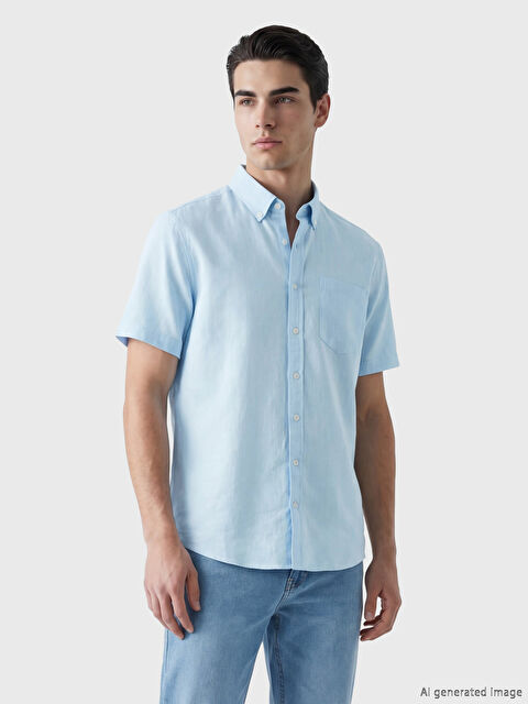 LCWAIKIKI Classic قميص رجالي بقصة عادية من خليط الكتان