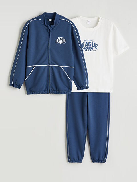 LCW Kids Erkek Çocuk	Tişört, Fermuarlı Sweatshirt ve Eşofman Alt - S65953Z1-JM3