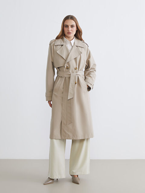 LCWAIKIKI Classic Kruvaze Yaka Kadın Trençkot - S65961Z8-KNF