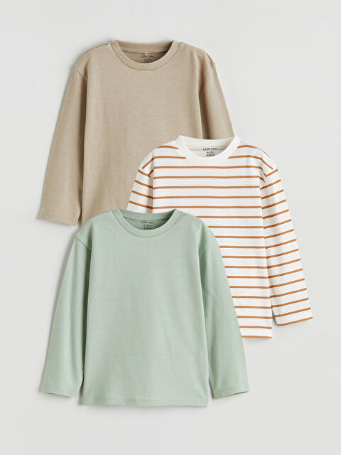 LCW baby Bisiklet Yaka Erkek Bebek Tişört 3'lü - S65982Z1-ZQH