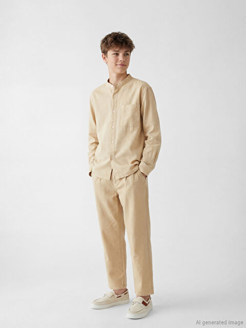 LCW Kids Keten Karışımlı Pileli Erkek Çocuk Pantolon - S65984Z4-FKU