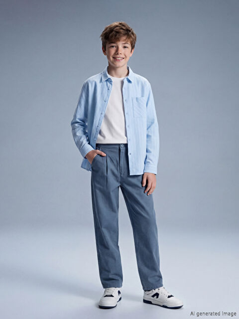 LCW Kids Keten Karışımlı Pileli Erkek Çocuk Pantolon - S65984Z4-H6Q