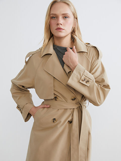 LCW Vision Kruvaze Yaka Kadın Trençkot - S66011Z8-YCB