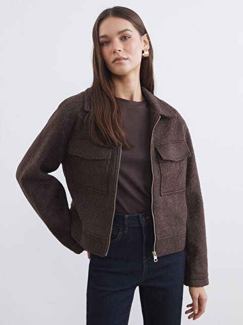 LCW Vision Gömlek Yaka Kadın Kaşe Ceket - S66074Z8-D2N