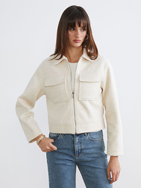 LCW Vision Gömlek Yaka Kadın Kaşe Ceket - S66074Z8-R9J