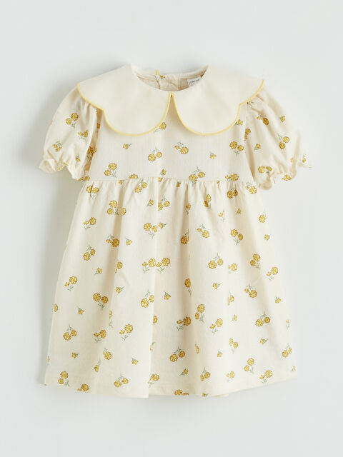 LCW baby Bebe Yaka Çiçek Desenli Kız Bebek Elbise - S66077Z1-LRB