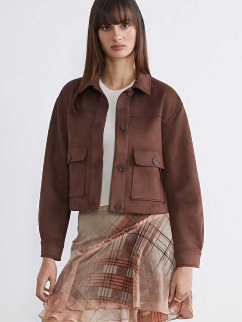 LCW Vision Gömlek Yaka Süet Görünümlü Kadın Ceket - S66083Z8-1J0