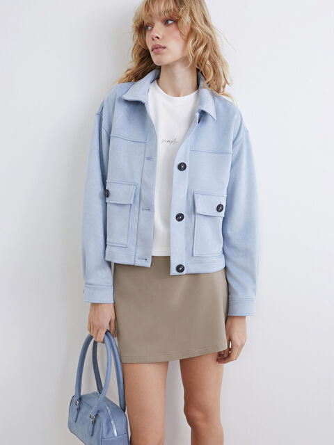 LCW Vision Gömlek Yaka Süet Görünümlü Kadın Ceket - S66083Z8-1PM