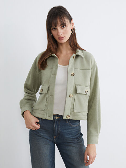 LCW Vision Gömlek Yaka Süet Görünümlü Kadın Ceket - S66083Z8-8JH