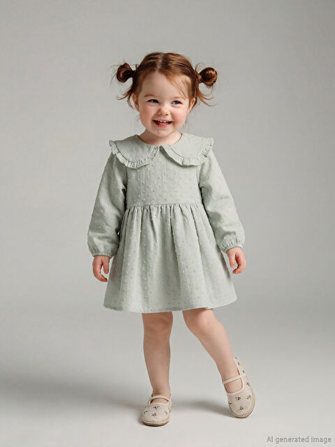 LCW baby Bebe Yaka Kız Bebek Elbise - S66094Z1-FLL