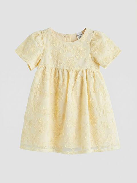 LCW baby Çiçek Nakışlı Kız Bebek Fırfırlı Elbise - S66128Z1-YWD