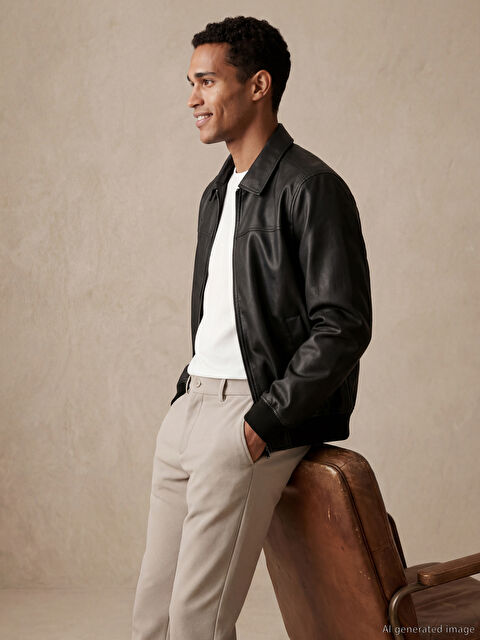 LCW Vision Standart Kalıp Gömlek Yaka Erkek Deri Görünümlü Mont - S66171Z8-CVL