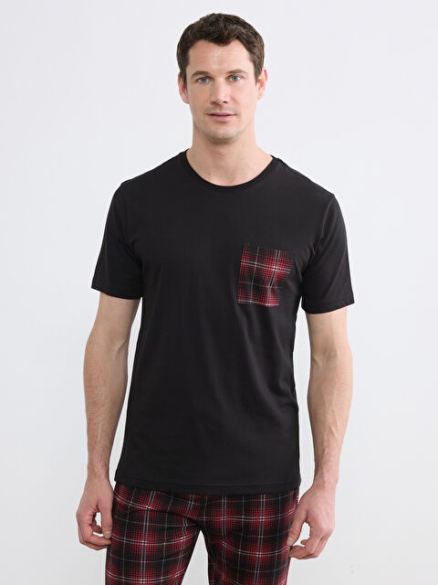 LC WAIKIKI Bisiklet Yaka Ekose Erkek Pijama Üst