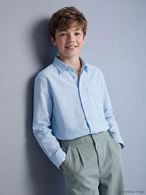 LCW Kids Çizgili Erkek Çocuk Gömlek - S66370Z4-LEN