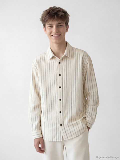 LCW Kids Çizgili Erkek Çocuk Gömlek - S66374Z4-LEG