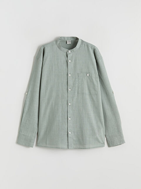 LCW Kids Boys' mandarin collar shirt in a linen look. - S66380Z4-GDA