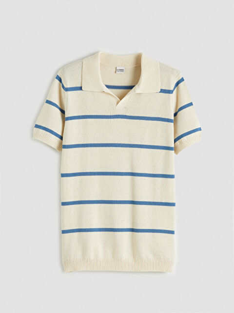 LCW Kids Polo Yaka Çizgili Erkek Çocuk Triko Kazak - S66385Z4-LQQ