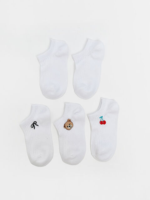 LCW Kids Nakışlı Kız Çocuk Patik Çorap 5'li - S66404Z4-FEW