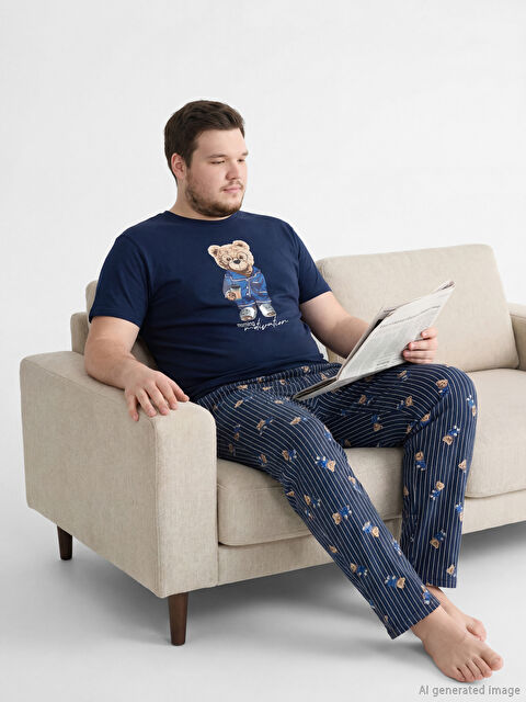 LC WAIKIKI Standart Kalıp Ayı Teddy Baskılı Erkek Pijama Takımı