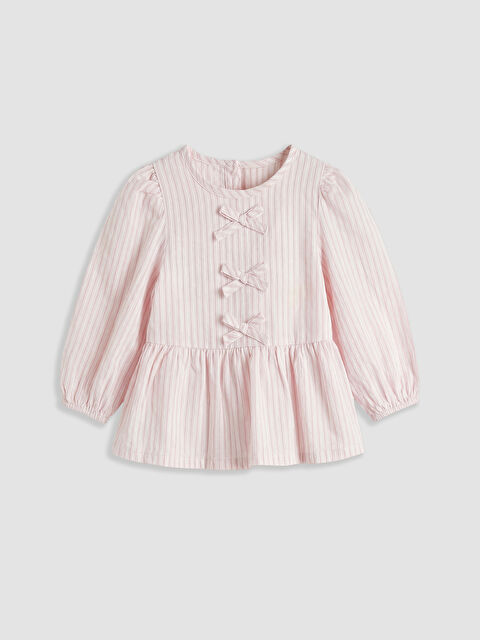 LCW baby Çizgili Fiyonk Detaylı Kız Bebek Bluz - S66465Z1-LHF