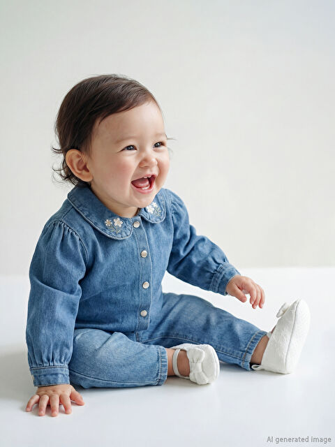 LCW baby Nakışlı Kız Bebek Jean Gömlek ve Jean Pantolon - S66469Z1-DU2