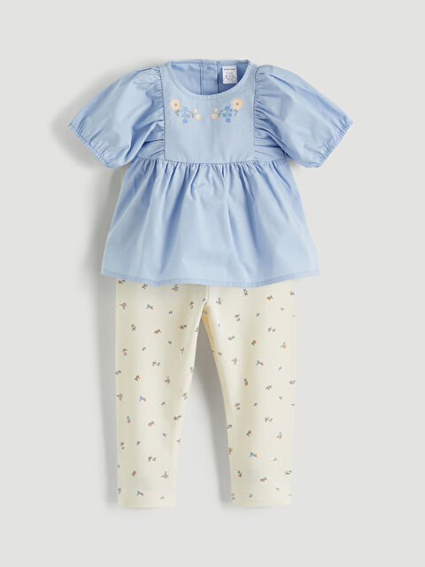 LCW baby Çiçekli Kız Bebek Bluz ve Tayt - S66473Z1-VHC