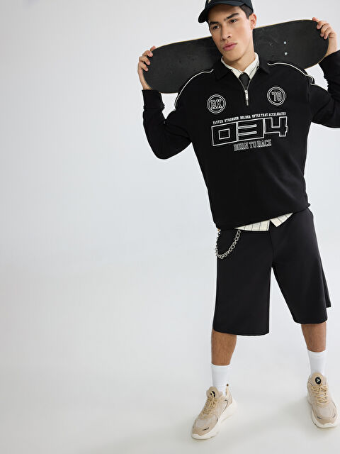 XSIDE Polo Yaka Baskılı Erkek Sweatshirt - S66504Z8-CVL