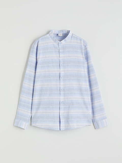 LCW Kids Hakim Yaka Çizgili Erkek Çocuk Gömlek - S66566Z4-LEN