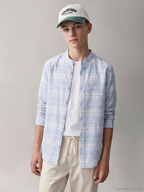 LCW Kids Hakim Yaka Çizgili Erkek Çocuk Gömlek