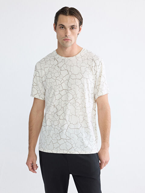 XSIDE ACTIVE Bisiklet Yaka Desenli Erkek Penye Tişört - S66574Z8-LQ9