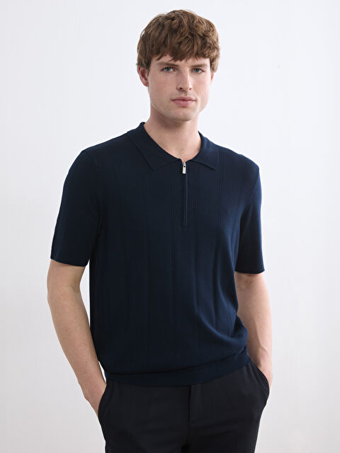 SOUTHBLUE Pulover tricotat cu mâneci scurte și guler polo pentru bărbați - S66588Z8-RFH