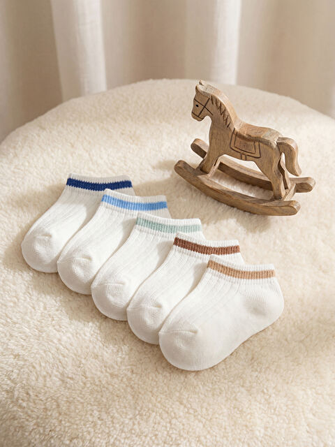 LCW baby Erkek Bebek Çizgili Patik Çorap 5'li - S66635Z1-FDU