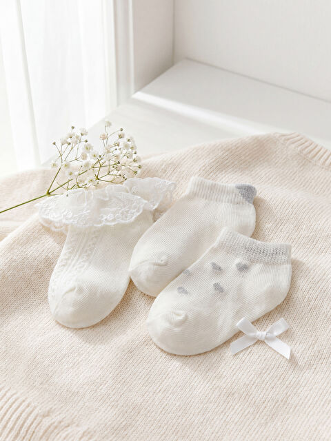 LCW baby Baby Girl Bootie Socks - Set of Three