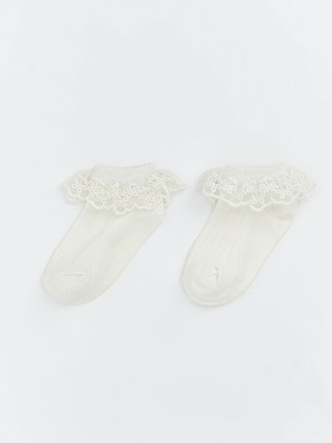 LCW baby Dantel Detaylı Kız Bebek Patik Çorap 2'li - S66732Z1-Q6K