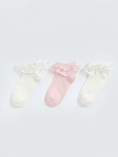 LCW baby Kız Bebek Tül Detaylı Patik Çorap 3'lü - S66733Z1-FDU